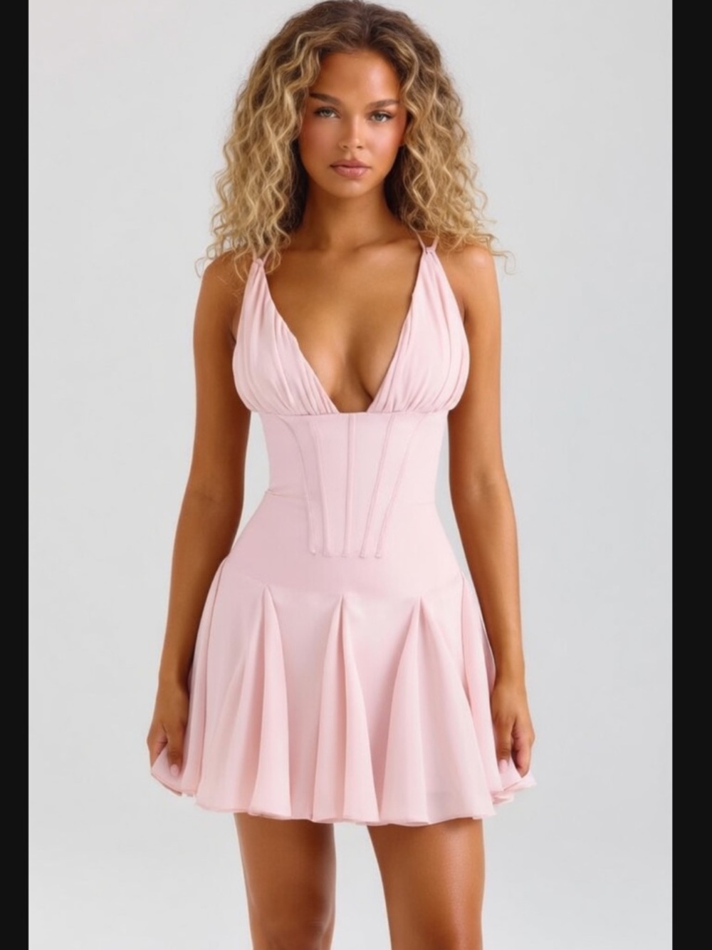 HOUSE OF CB 'Samida' Pink Satin Corset Mini Dress/Small US4-6 $269